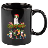 Xmas Light Santa Hat With Xmas Sock Border Collie Dog Lovers Gift 11oz C Handle Ceramic Mug
