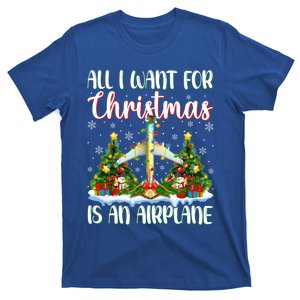 Xmas Lighting Santa All I Want For Christmas Is A Airplane Gift T-Shirt