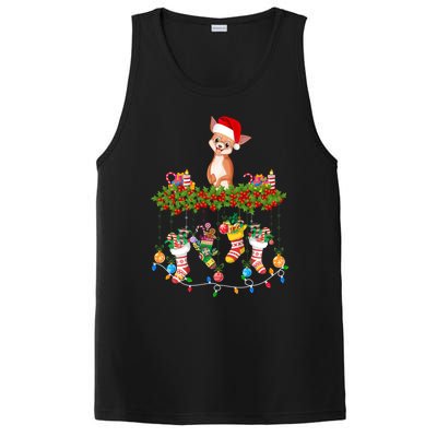 Xmas Light Santa Hat With Xmas Socks Chihuahua Dog Lovers Cool Gift PosiCharge Competitor Tank