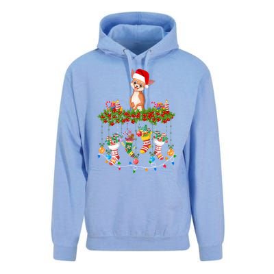 Xmas Light Santa Hat With Xmas Socks Chihuahua Dog Lovers Cool Gift Unisex Surf Hoodie