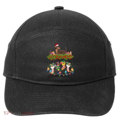 Xmas Light Santa Hat With Xmas Socks Dachshund Dog Lovers Gift 7-Panel Snapback Hat