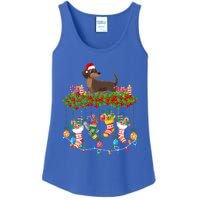 Xmas Light Santa Hat With Xmas Socks Dachshund Dog Lovers Gift Ladies Essential Tank