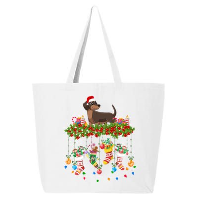 Xmas Light Santa Hat With Xmas Socks Dachshund Dog Lovers Gift 25L Jumbo Tote