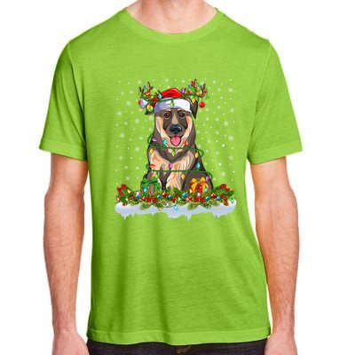 Xmas Lighting Santa Ger Shepherd Dog Christmas Funny Gift Adult ChromaSoft Performance T-Shirt