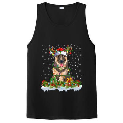 Xmas Lighting Santa Ger Shepherd Dog Christmas Funny Gift PosiCharge Competitor Tank