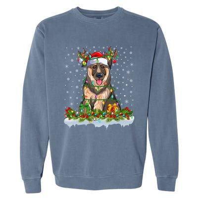 Xmas Lighting Santa Ger Shepherd Dog Christmas Funny Gift Garment-Dyed Sweatshirt