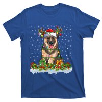 Xmas Lighting Santa Ger Shepherd Dog Christmas Funny Gift T-Shirt