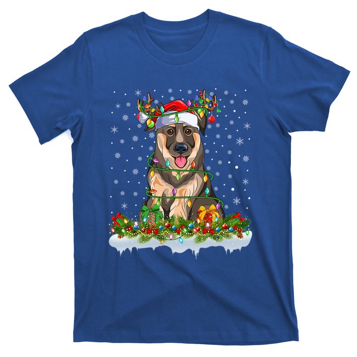 Xmas Lighting Santa Ger Shepherd Dog Christmas Funny Gift T-Shirt