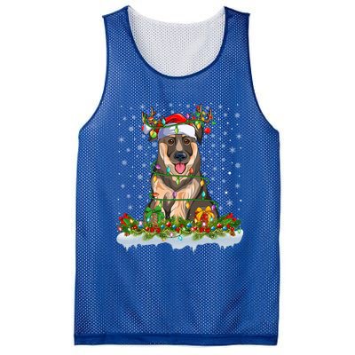 Xmas Lighting Santa Ger Shepherd Dog Christmas Funny Gift Mesh Reversible Basketball Jersey Tank