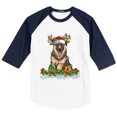 Xmas Lighting Santa Ger Shepherd Dog Christmas Funny Gift Baseball Sleeve Shirt