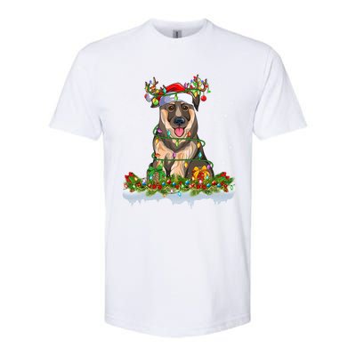 Xmas Lighting Santa Ger Shepherd Dog Christmas Funny Gift Softstyle CVC T-Shirt