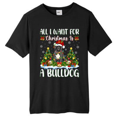 Xmas Lighting Santa All I Want For Christmas Is A Bulldog Gift Tall Fusion ChromaSoft Performance T-Shirt