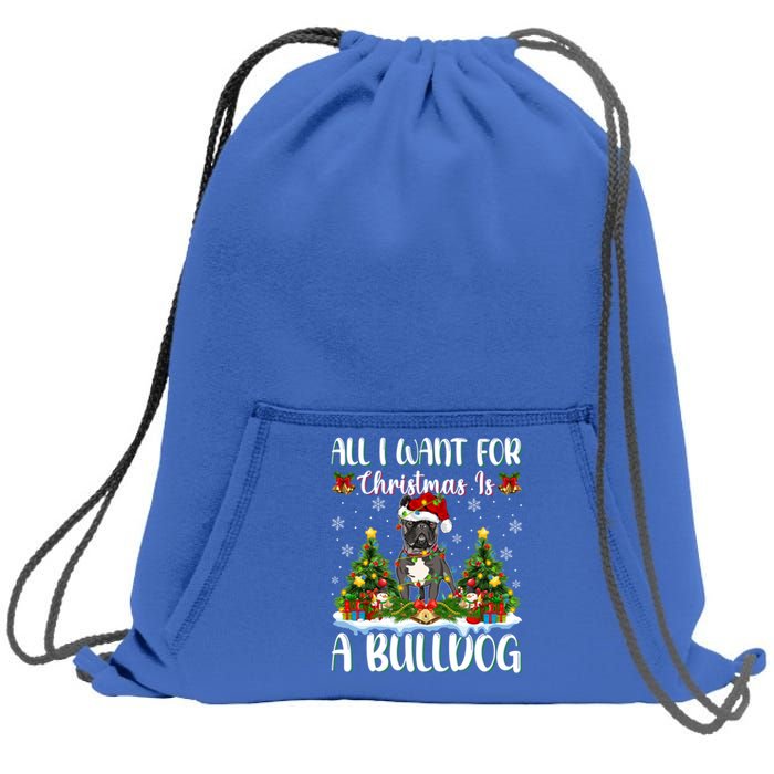 Xmas Lighting Santa All I Want For Christmas Is A Bulldog Gift Sweatshirt Cinch Pack Bag