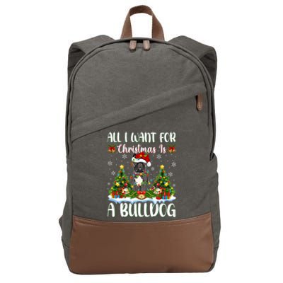 Xmas Lighting Santa All I Want For Christmas Is A Bulldog Gift Cotton Canvas Backpack