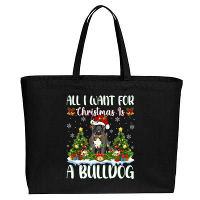 Xmas Lighting Santa All I Want For Christmas Is A Bulldog Gift Cotton Canvas Jumbo Tote