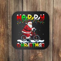 Xmas Lighting Santa Cycling Merry Christmas Coaster