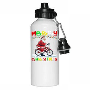 Xmas Lighting Santa Cycling Merry Christmas Aluminum Water Bottle