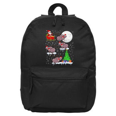 Xmas Lights Santa Riding Moo Deng Hippo Christmas Costume 16 in Basic Backpack