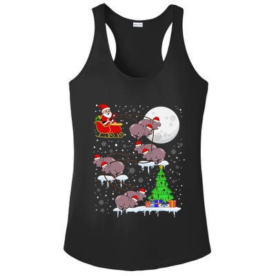 Xmas Lights Santa Riding Moo Deng Hippo Christmas Costume Ladies PosiCharge Competitor Racerback Tank