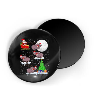 Xmas Lights Santa Riding Moo Deng Hippo Christmas Costume Magnet