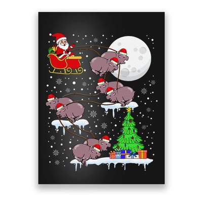 Xmas Lights Santa Riding Moo Deng Hippo Christmas Costume Poster