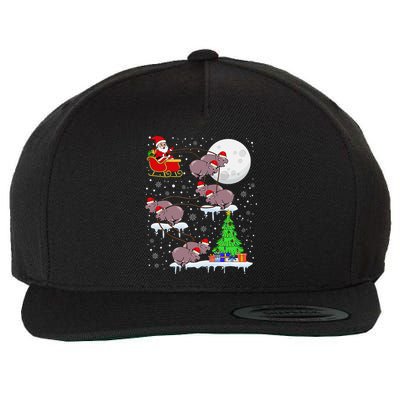 Xmas Lights Santa Riding Moo Deng Hippo Christmas Costume Wool Snapback Cap