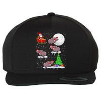 Xmas Lights Santa Riding Moo Deng Hippo Christmas Costume Wool Snapback Cap