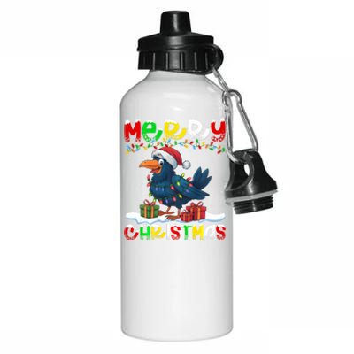 Xmas Lighting Santa Hat Crow Bird Merry Christmas Aluminum Water Bottle