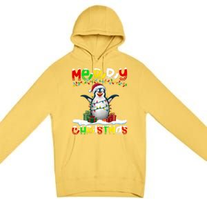 Xmas Lighting Santa Hat Emperor Penguin Merry Christmas Premium Pullover Hoodie