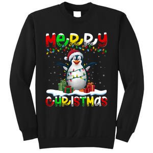 Xmas Lighting Santa Hat Emperor Penguin Merry Christmas Sweatshirt