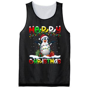 Xmas Lighting Santa Hat Emperor Penguin Merry Christmas Mesh Reversible Basketball Jersey Tank