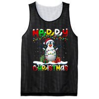 Xmas Lighting Santa Hat Emperor Penguin Merry Christmas Mesh Reversible Basketball Jersey Tank