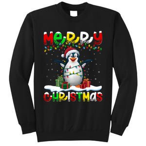 Xmas Lighting Santa Hat Emperor Penguin Merry Christmas Tall Sweatshirt