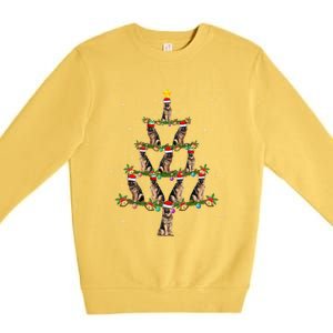 Xmas Lighting Santa Ger Shepherd Dog Christmas Tree Cute Gift Premium Crewneck Sweatshirt