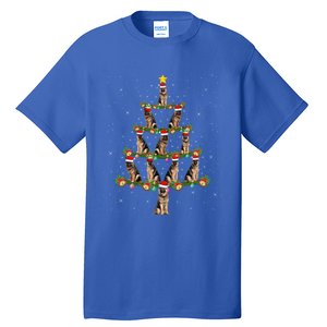 Xmas Lighting Santa Ger Shepherd Dog Christmas Tree Cute Gift Tall T-Shirt