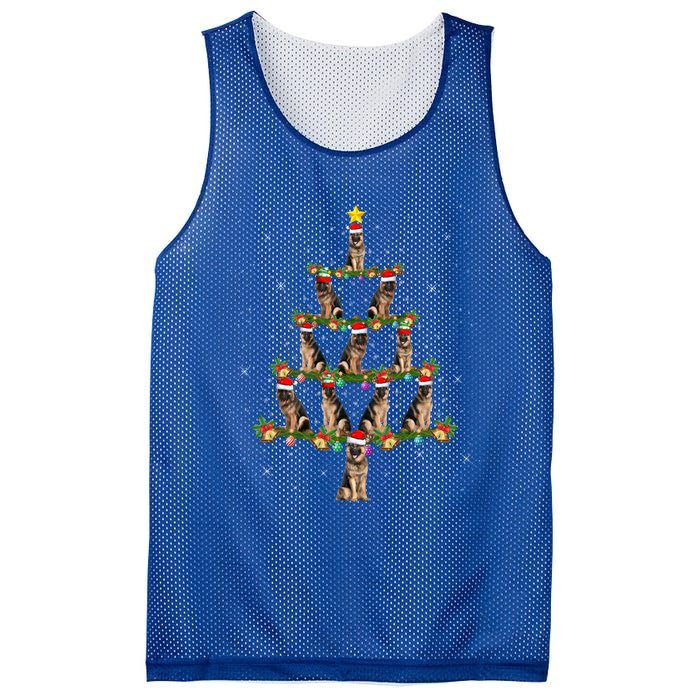 Xmas Lighting Santa Ger Shepherd Dog Christmas Tree Cute Gift Mesh Reversible Basketball Jersey Tank