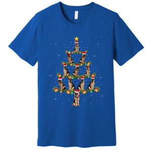 Xmas Lighting Santa Ger Shepherd Dog Christmas Tree Cute Gift Premium T-Shirt