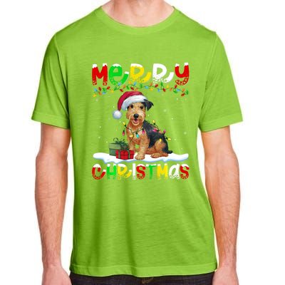 Xmas Lighting Santa Patterdale Terrier Dog Merry Christmas Adult ChromaSoft Performance T-Shirt