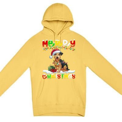 Xmas Lighting Santa Patterdale Terrier Dog Merry Christmas Premium Pullover Hoodie