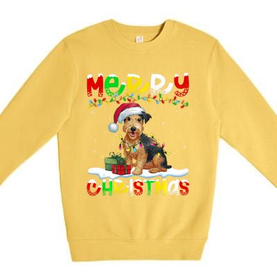 Xmas Lighting Santa Patterdale Terrier Dog Merry Christmas Premium Crewneck Sweatshirt