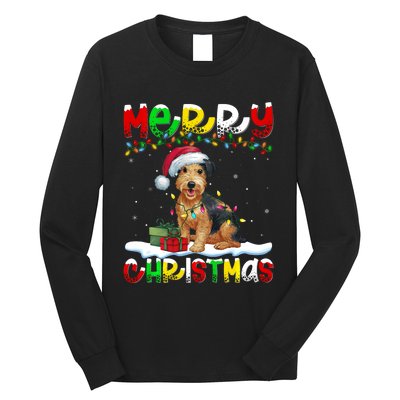 Xmas Lighting Santa Patterdale Terrier Dog Merry Christmas Long Sleeve Shirt