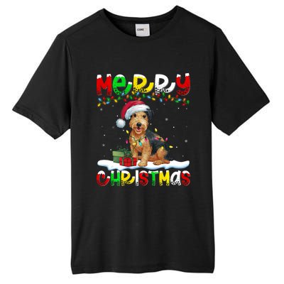 Xmas Lighting Santa Patterdale Terrier Dog Merry Christmas Tall Fusion ChromaSoft Performance T-Shirt