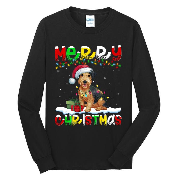 Xmas Lighting Santa Patterdale Terrier Dog Merry Christmas Tall Long Sleeve T-Shirt