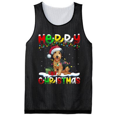 Xmas Lighting Santa Patterdale Terrier Dog Merry Christmas Mesh Reversible Basketball Jersey Tank