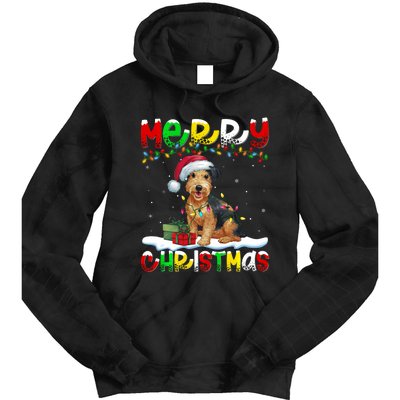 Xmas Lighting Santa Patterdale Terrier Dog Merry Christmas Tie Dye Hoodie