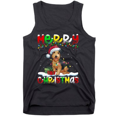 Xmas Lighting Santa Patterdale Terrier Dog Merry Christmas Tank Top