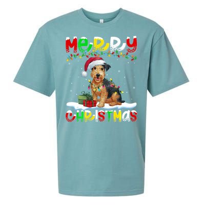 Xmas Lighting Santa Patterdale Terrier Dog Merry Christmas Sueded Cloud Jersey T-Shirt