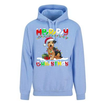 Xmas Lighting Santa Patterdale Terrier Dog Merry Christmas Unisex Surf Hoodie