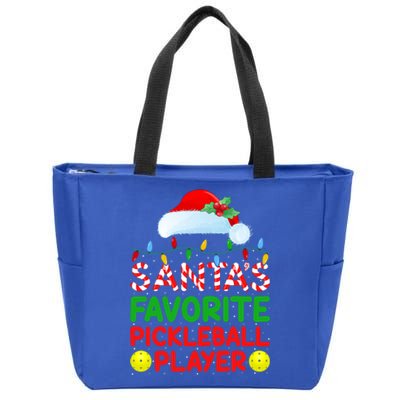 Xmas Lighting SantaS Favorite Pickleball Player Christmas Gift Zip Tote Bag