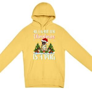 Xmas Lighting Santa All I Want For Christmas Is A Pug Meaningful Gift Premium Pullover Hoodie